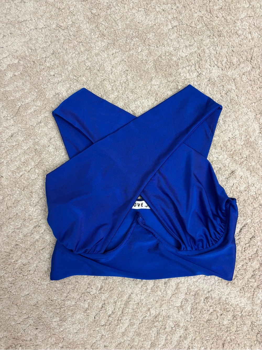love J Cobalt Blue Cross-Front Crop Top